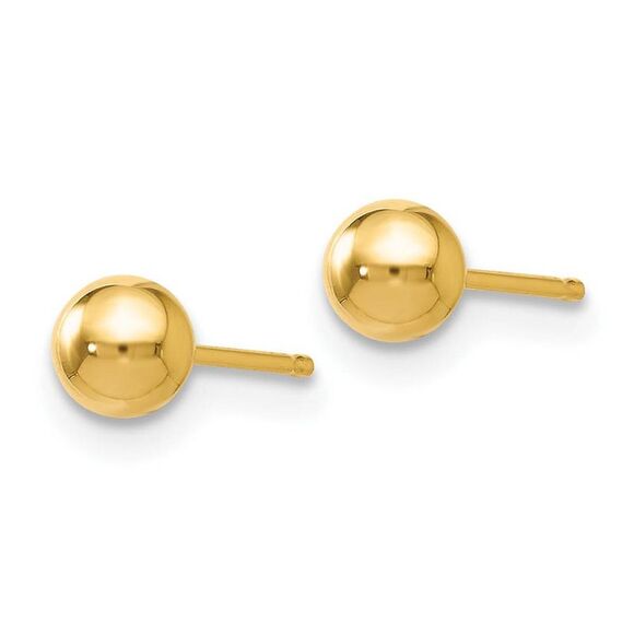 4mm (3/16 Inch) 14k Yellow Gold Polished Ball Friction Back Studs - Picture 2 of 5